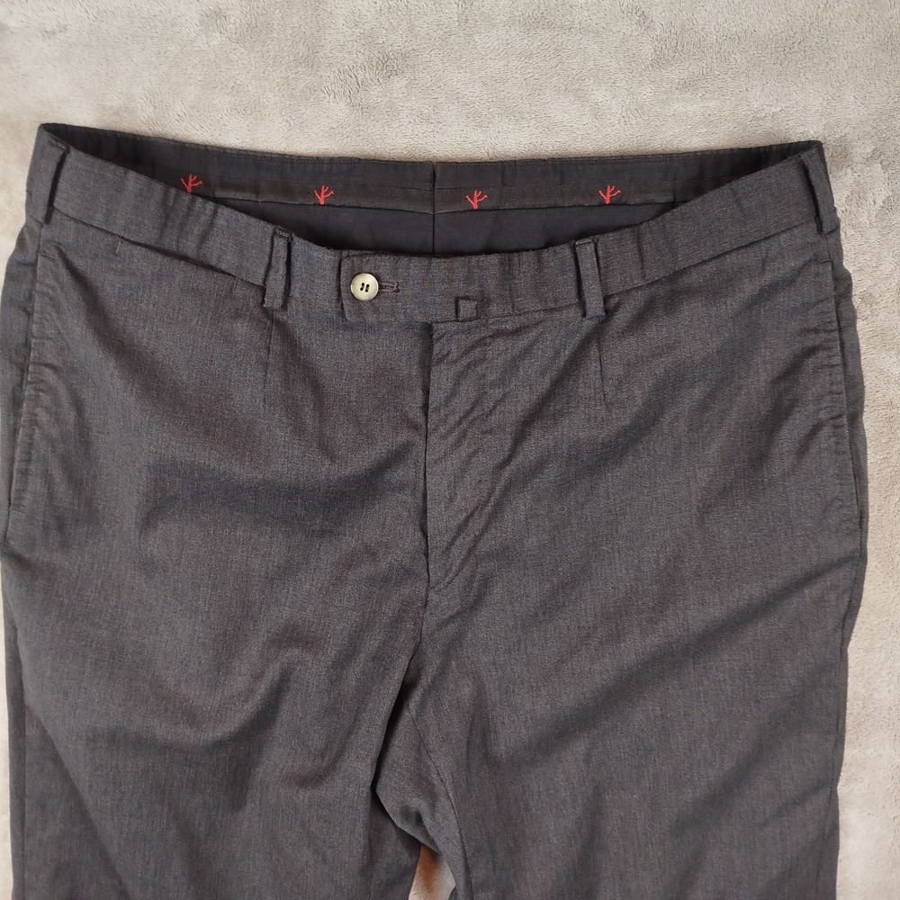Isaia Napoli Aquaspider Dress Pants Mens 34x30 Dark Gray 100% Wool Italy Made View 5